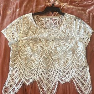 Lace white top - see through back